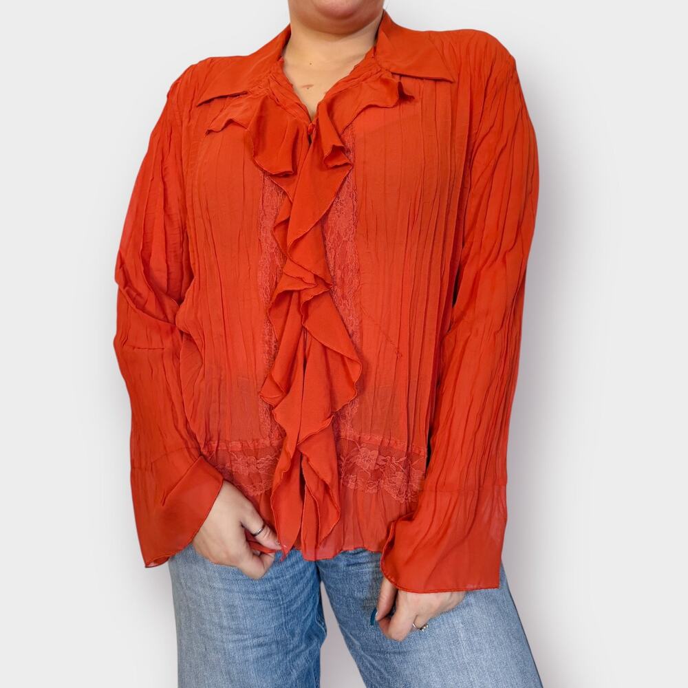 Y2K Clothing Co Orange Blouse Size 2X - Picture 6 of 9